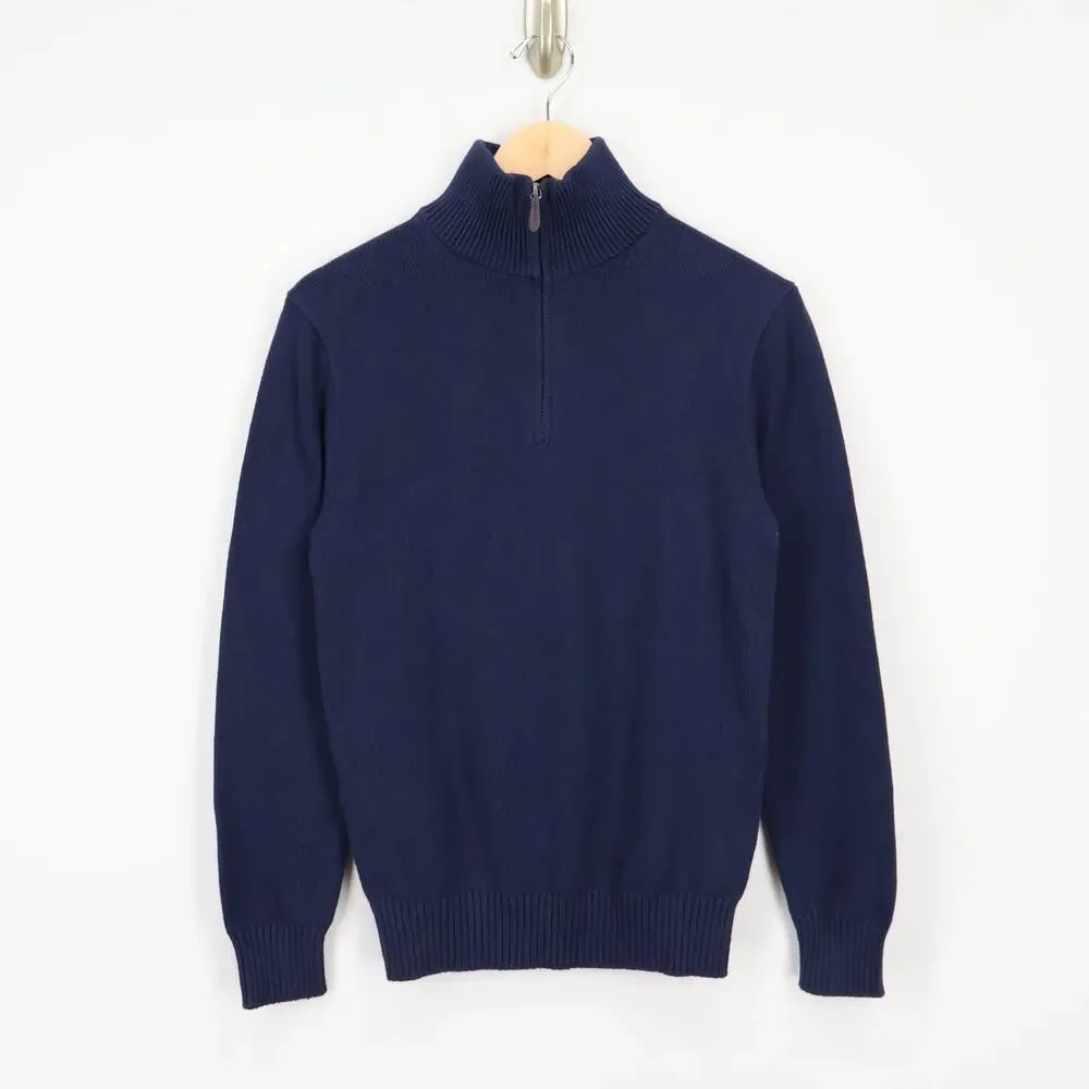 J.Crew Men's Heritage Cotton Half Zip Sweater Navy Blue Size XS NWT